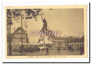 Paris (3rd) Old Postcard Place de la Republique