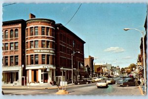 St. Johnsbury Vermont VT Postcard Railroad Street Merchant Center c1960s Antique