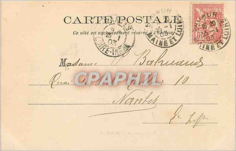 Postcard Old Saumur Chateau Fort (map 1900)