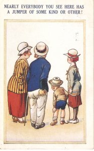 Nearly everybody you see here has a jumper... Bamforth Witty Comic Ser. PC