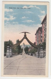 P2982, 1926 postcard old cars eagle gate scene salt lake city scene utah