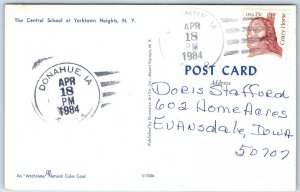 1984 Donahue, IA Post Office Cancel Postcard Town USPO Postal History A269