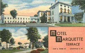 Louisville Kentucky Motel Marquette roadside Teich linen Postcard 21-4535