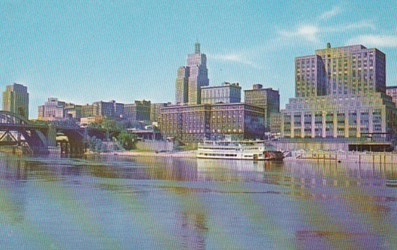 Minnesota St Paul Skyline From MIssissippi River 1964