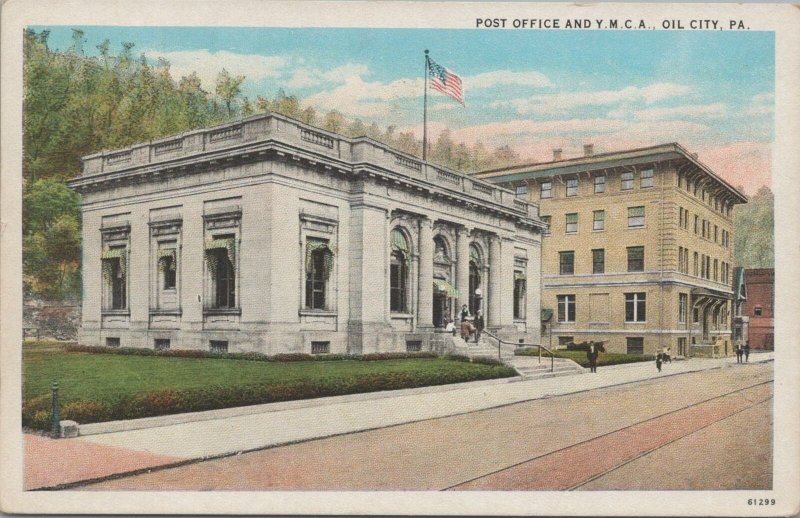 Postcard Post Office and YMCA Oil City PA 1943