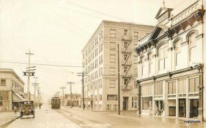 c1915 Meat Market ALBANY OREGON Street Hammel Hotel Trolley  RPPC Real Photo3865