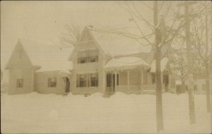 Home in Winter - Penacok NH Written on Back Lizzie E Rolfe Real Photo Postcard