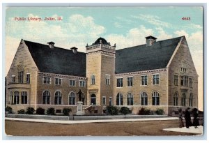 Joliet Illinois IL Postcard Monument Public Library c1910 Antique Unposted