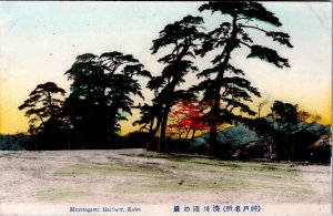 Postcard Kobe Japan c1920s Minatogawa Harbour Hand Tinted