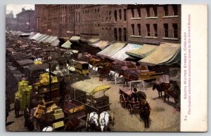 Chicago IL South Water Street Busy Horses and Wagons Market Postcard E26