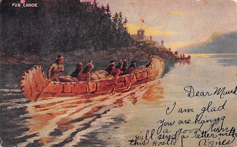Fur Canoe Hudson Bay Coast Writing on back 