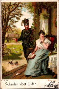 Romantic Couple Scheiden Doet Lijden Vintage Postcard 09.71