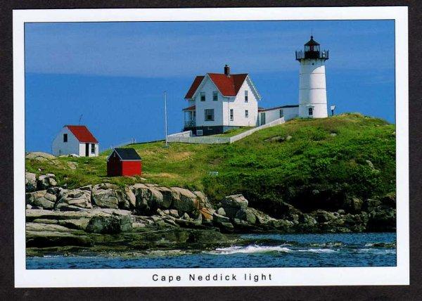 ME Cape Neddick Lighthouse YORK BEACH MAINE Postcard PC