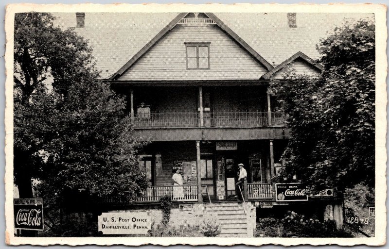 Danielsville Pennsylvania, Entrance, U.S. Post Office Building, Vintage Postcard