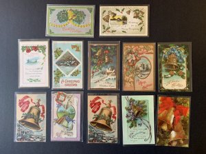 LOT - 12 Vintage Postcards - Holiday Christmas - Bells L2307143822 