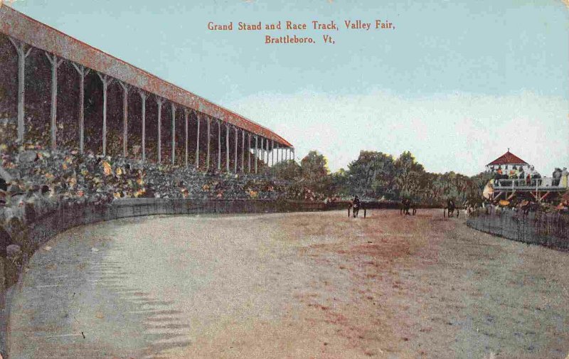 Horse Race Track Grandstand Valley Fair Brattleboro Vermont 1910c postcard 