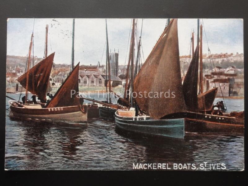 Cornwall ST IVES Mackerel Boats SS340 / SS9 / SS367 c1905 Postcard Hildesheimer