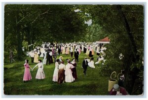 1914 Island Park Party Exterior Trees Field Ann Arbor Michigan Vintage Postcard