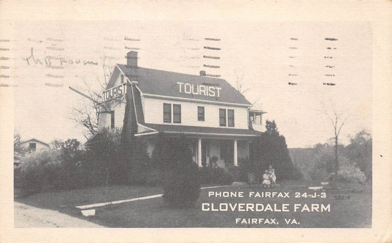 Fairfax Virginia Cloverdale Farm Tourist Home, B/W Photo Print Vintage PC U8453