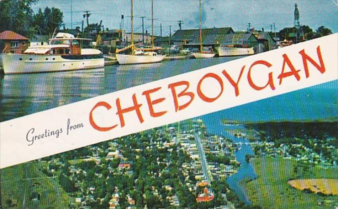 Michigan Greetings From Cheboygan 1955