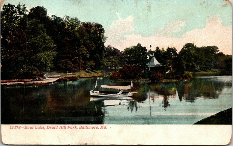 BOAT LAKE, DRUID HILL PARK, BALTIMORE, MD., POSTCARD