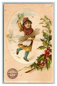 Vintage 1880's Victorian Trade Card Clark's Spoil Cotton Cute Country Girl