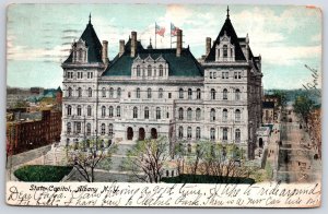 1906 State Capitol Albany New York Roadway Front Building Trees Posted Postcard