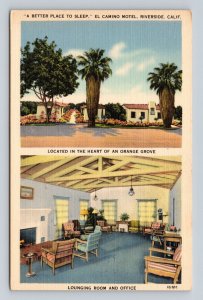 Dual View El Camino Motel Riverside California CA UNP iInen Postcard P6