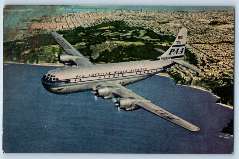 Airplane Postcard Pan American World Airways Double Decked Strato Clippers