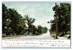 c1905 West Market Street Looking Street Greensboro NC Antique Postcard 