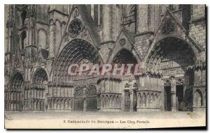 Postcard Old Cathedral of Bourges The Five Gates