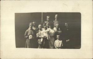 Amish or Quaker Family Women in Bonnet Hats Unidentified Real Photo Postcard