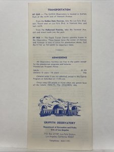 Planetarium Griffith Observatory Los Angeles, California Vtg Brochure
