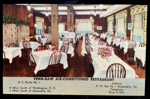 Vintage Postcard 1930-1945 Penn-Daw Restaurant, Alexandria, Virginia (VA)