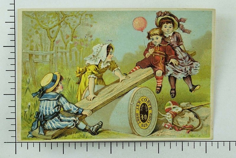 1870's-80's J & P Coats Six Cord Thread Giant Spool-See-Saw Children Balloon P92 