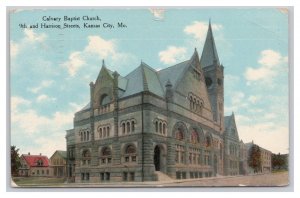 Postcard Calvary Baptist Church 9th & Harrison Streets Kansas City Mo. c1911