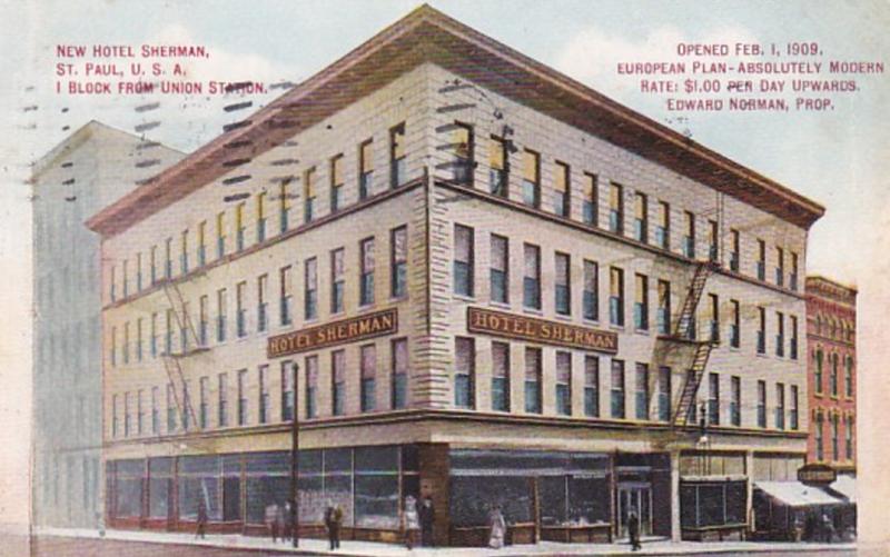 Minnesota St Paul New Hotel Sherman 1911