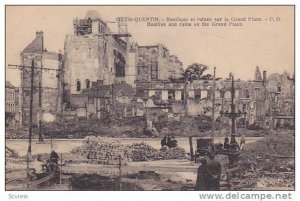 St. QUENTIN, Basilik and ruuins  on the Grand Place, Aisne, France, 00-10s