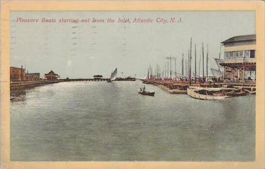 New Jersey Atlantic City Pleasure Boats Starting out Iron The Inlet 1910