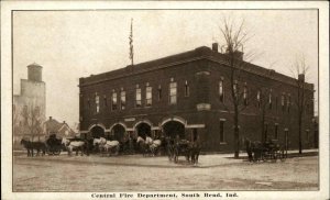 South Bend IN Central Fire Dept c1910 Postcard