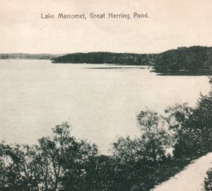 Lake Manomet Plymouth MA Massachusetts Great Herring Pond Postcard
