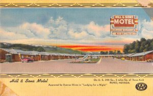 Reno Nevada Hill and Sons Motel Vintage Postcard AA22645