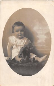J66/ Interesting RPPC Postcard c1910 Teddy Bear Child New Castle Pa 320