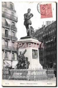 Old Postcard Paris Statue of Etienne Dolet