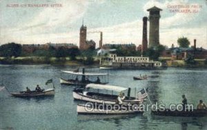 Scene On Kankakee River Ferry Boats, Ship 1908 close to perfect corner, posta...