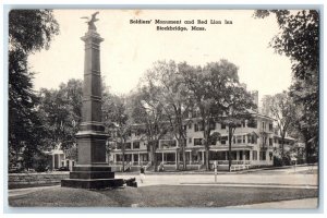 1941 Soldier's Monument And Red Lion Inn Stockbridge Massachusetts MA Postcard