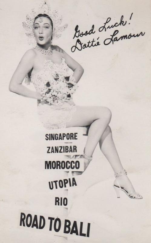 Dottie Lamour Road To Bali Facimile Signed Old Cinema Poster Photo