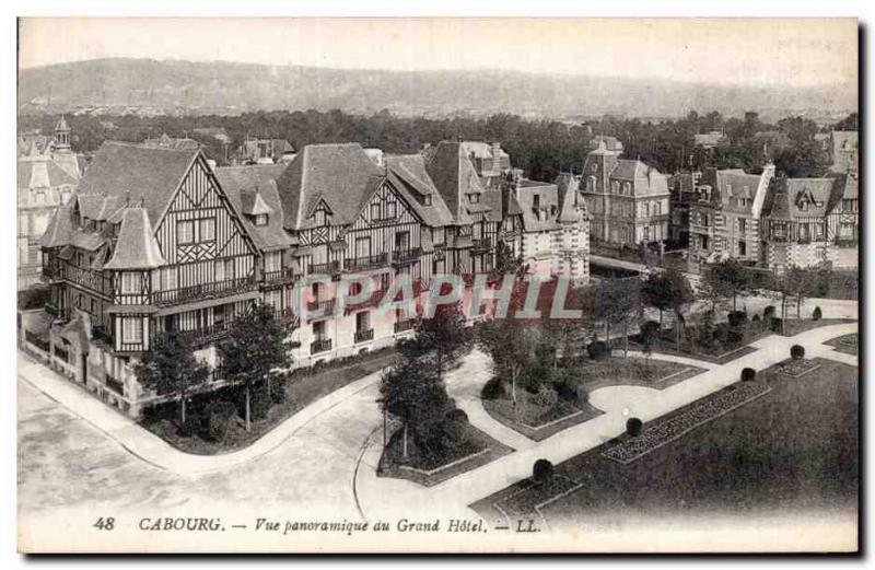 Old Postcard Cabourg panoramic view of the grand hotel