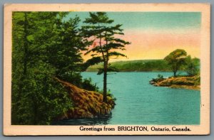 Postcard Brighton Ontario c1930s Greetings From Brighton Scenic Lake View