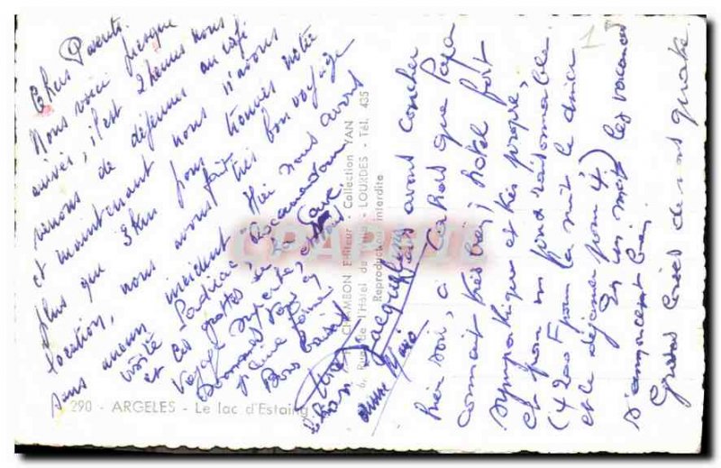 Old Postcard Argeles Le Lac d'Estaing